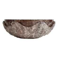 Hull Round Marble Vessel Sink - Dark Emperador -Home-Bathroom 484615 hull vessel sink dark empaerador front MV70