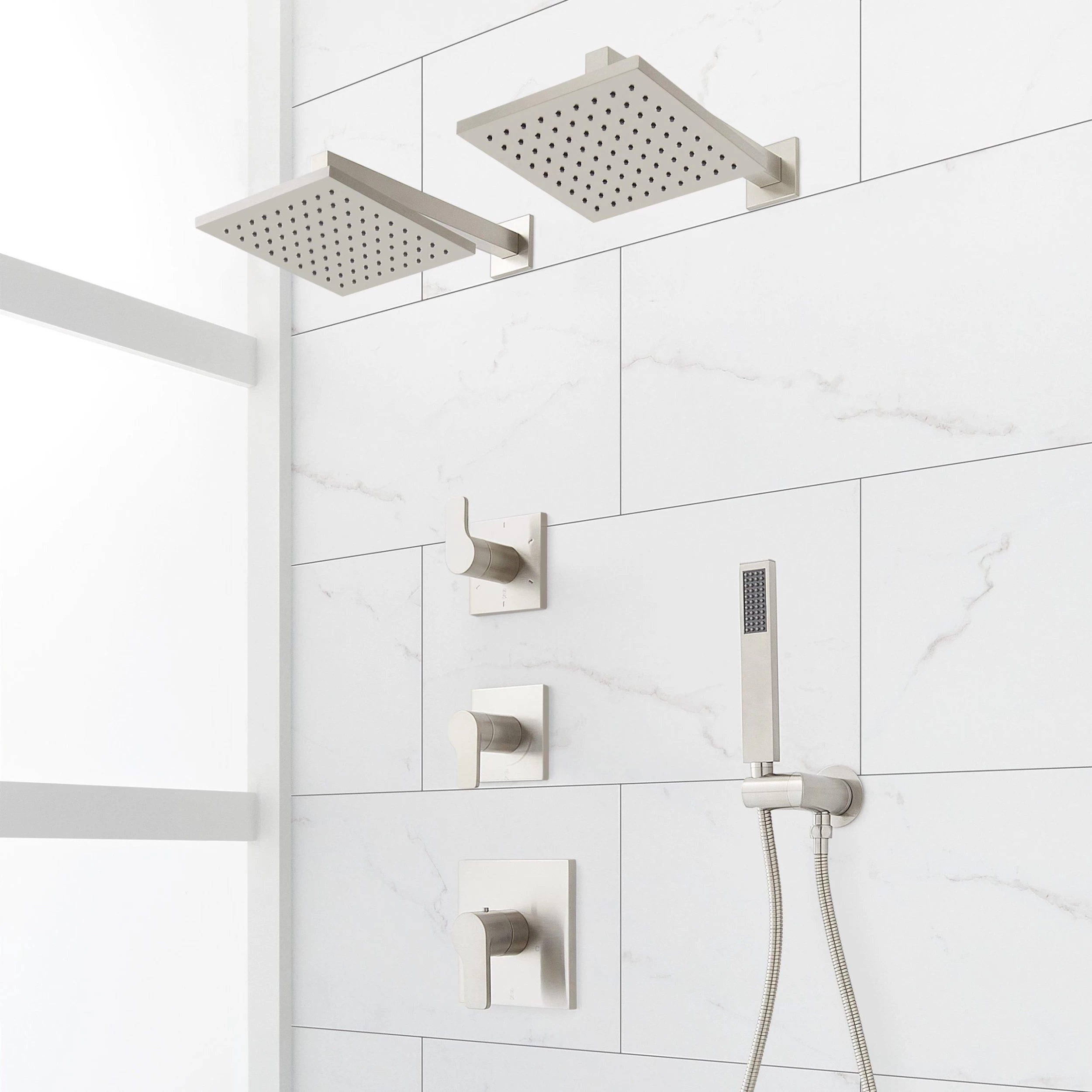 Hibiscus Thermostatic Shower System With Dual Showerheads And Hand Shower 2 Hibiscus Thermostatic Shower System With Dual Showerheads And Hand Shower - Image 2