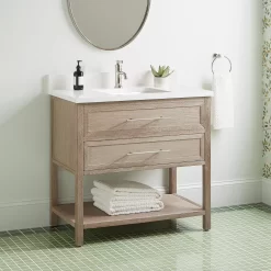 36" Robertson Console Vanity With Rectangular Undermount Sink - Brushed White 14 36" Robertson Console Vanity With Rectangular Undermount Sink - Brushed White -Home-Bathroom 484892 robertson vanity brushed white 36 AW RUMB single Beauty10 scaled