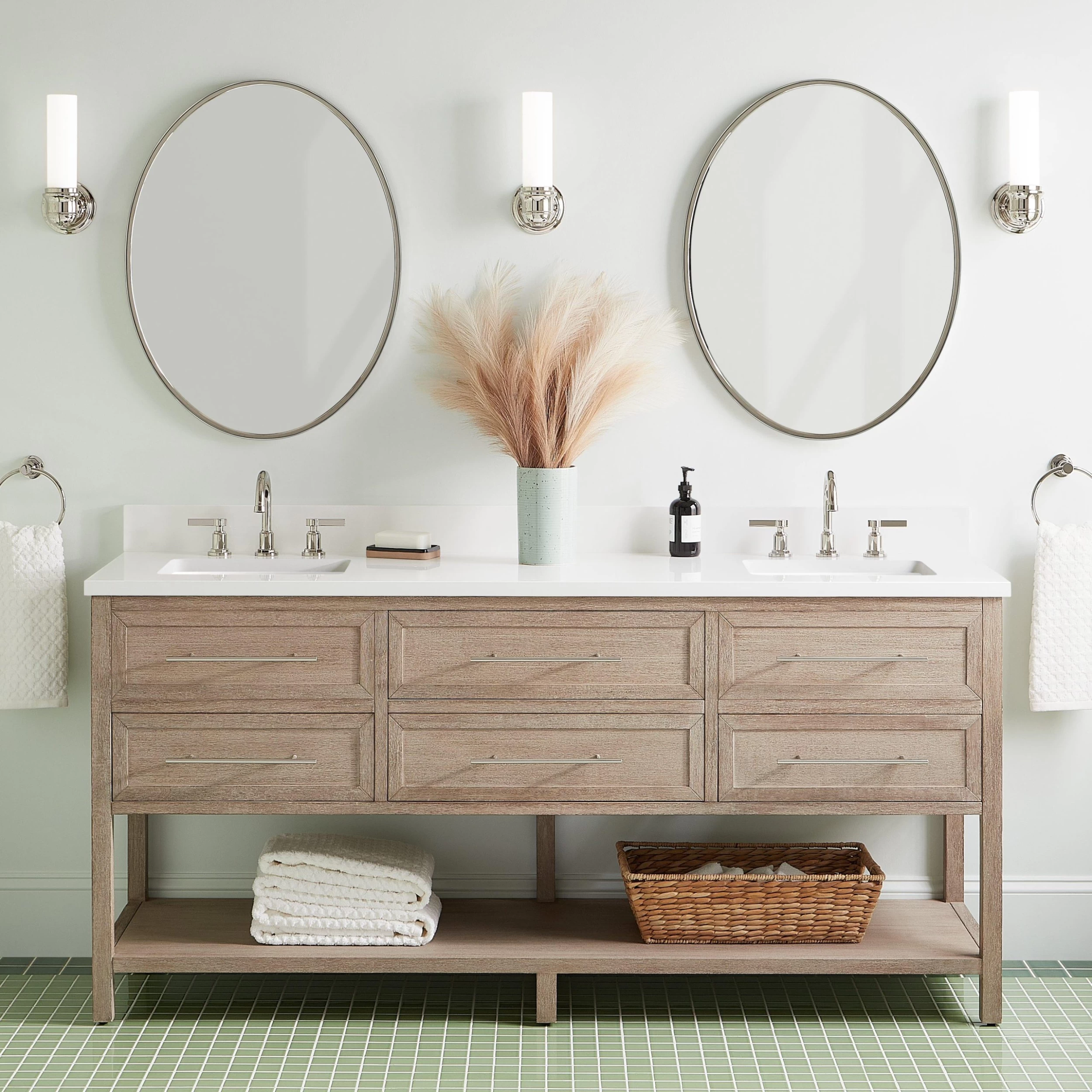 72" Robertson Console Vanity With Rectangular Undermount Sinks - Brushed White