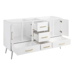 60" Novak Vanity With Rectangular Undermount Sinks - Bright White -Home-Bathroom 484993 novak vanity bright white 60 open MV70 1 scaled