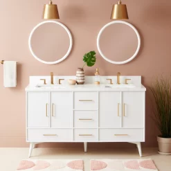 60" Novak Vanity With Rectangular Undermount Sinks - Bright White