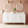 72" Novak Vanity With Rectangular Undermount Sinks - Bright White