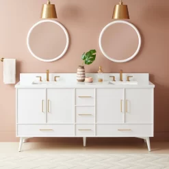 72" Novak Vanity With Rectangular Undermount Sinks - Bright White