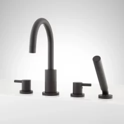 Rotunda Roman Tub Faucet And Hand Shower - Matte Black