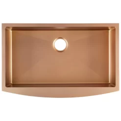 36" Atlas Stainless Steel Farmhouse Sink - Curved Apron - Bronze -Home-Bathroom 503320 36 single bowl farmhouse sink bronze top