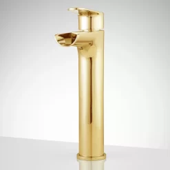 Pagosa Waterfall Vessel Faucet 22 Pagosa Waterfall Vessel Faucet -Home-Bathroom 508605 waterfall vessel filler polished brass front 1