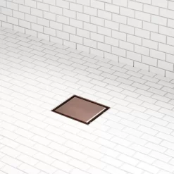 Ortiz Square Shower Drain With Drain Flange -Home-Bathroom 510613 4 square drain oil rubbed bronze powder coat indoor