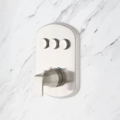 Luna Simple Select Thermostatic Shower System With 3-Function Shower Head - Brushed Nickel -Home-Bathroom 518532 shower valve brushed nickel 1