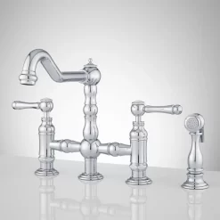 Delilah Deck-Mount Bridge Faucet With Side Spray - Lever Handles
