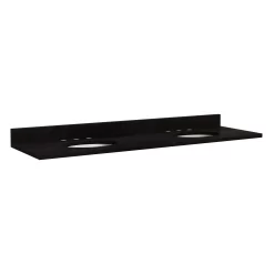 73"x22" 3cm Granite Top For Undermount Sinks - 36" Centers - 8"- Absolute Black - White Sink -Home-Bathroom 940467 73 3cm double vanity top undermount widespread absolute black granite 36 white sink