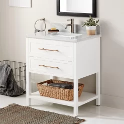 30" Robertson Console Vanity For Rectangular Undermount Sink - Bright White -Home-Bathroom 950885 robertson vanity white 30 CM RUMB single Beauty30