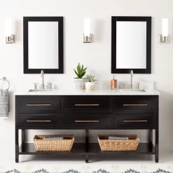 72" Robertson Double Console Vanity For Rectangular Undermount Sinks - Black