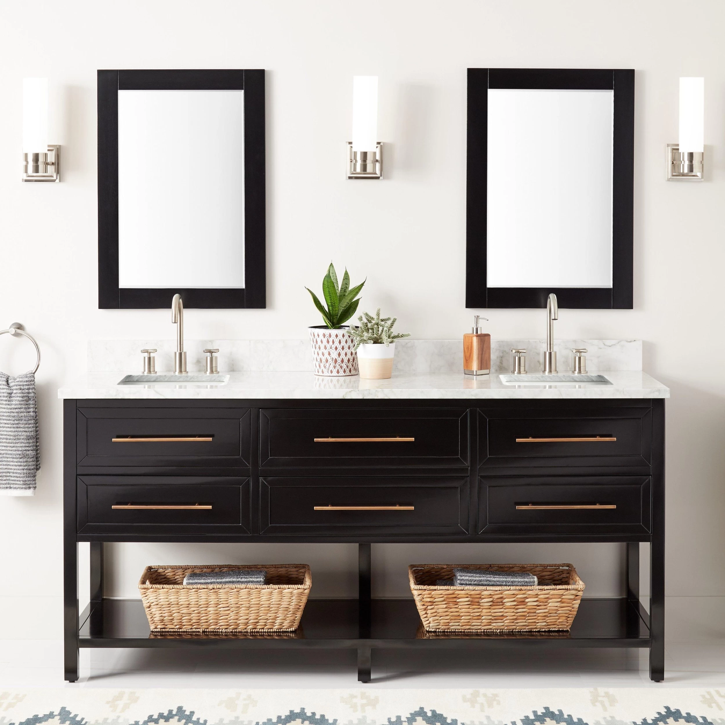 72" Robertson Double Console Vanity For Rectangular Undermount Sinks - Black 1 72" Robertson Double Console Vanity For Rectangular Undermount Sinks - Black