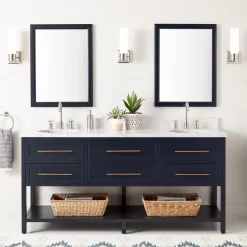 72" Robertson Double Console Vanity For Undermount Sinks - Midnight Navy Blue