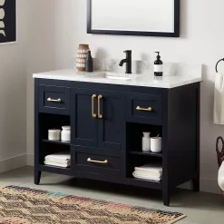48" Burfield Vanity For Rectangular Undermount Sink - Midnight Navy Blue -Home-Bathroom 951680 RUMB burfield vanity midnight navy blue 48 single Beauty30