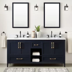 72" Burfield Double Vanity For Undermount Sinks - Midnight Navy Blue