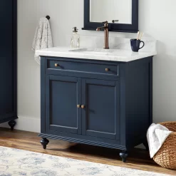 36" Keller Mahogany Vanity For Rectangular Undermount Sink - Vintage Navy Blue
