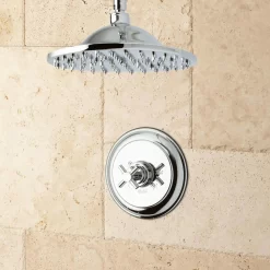 Bostonian Ceiling-Mount Rainfall Nozzle Shower Set - Modern Cross Handle -Home-Bathroom bostonian ceiling cross set c