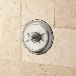 Bostonian Ceiling-Mount Rainfall Nozzle Shower Set - Modern Cross Handle -Home-Bathroom cross handle valve bn