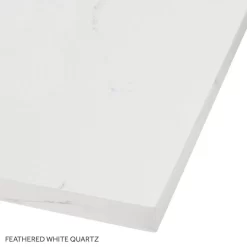 73" X 22" 3cm Quartz Vanity Top For Undermount Sinks - Feathered White - With Sinks -Home-Bathroom feathered white quartz 42