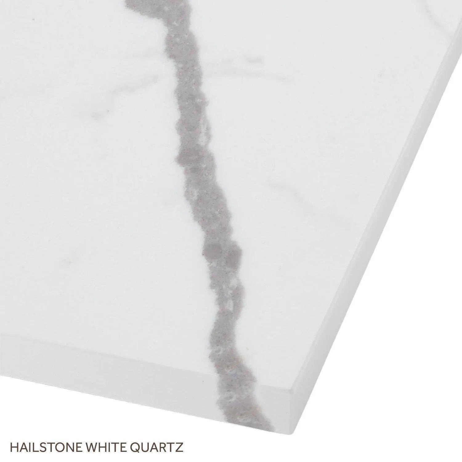 37" X 22" 3cm Quartz Vanity Top For Rectangular Undermount Sink - Hailstone White - White Sink 3 37" X 22" 3cm Quartz Vanity Top For Rectangular Undermount Sink - Hailstone White - White Sink - Image 3