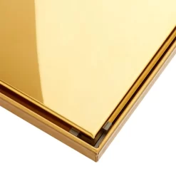 Ortiz Square Shower Drain With Drain Flange -Home-Bathroom ortiz square drain polished brass detail