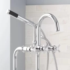 Sebastian Freestanding Tub Faucet And Supplies - Cross Handles -Home-Bathroom sh 286336 freestanding tub faucet chrome detail 1