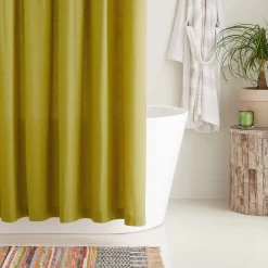 72" X 72" - Cotton Shower Curtain - Mustard Yellow