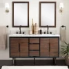 60" Bivins Teak Double Bathroom Vanity For Rectangular Undermount Sinks - Java/Black